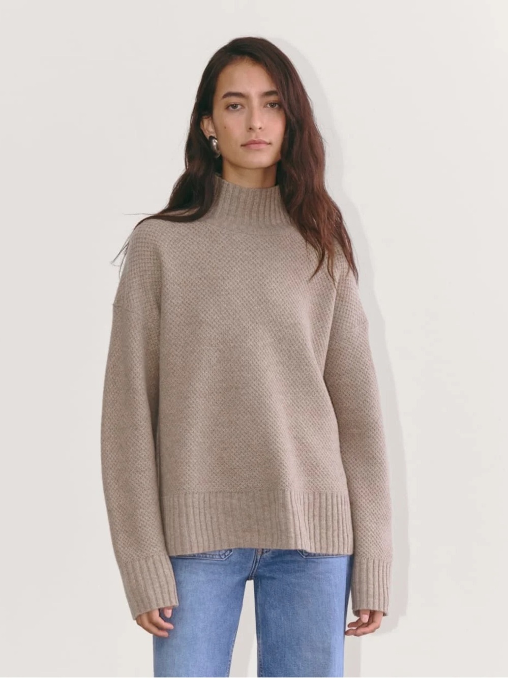 Everlane honeycomb funnel neck in wool cashmere